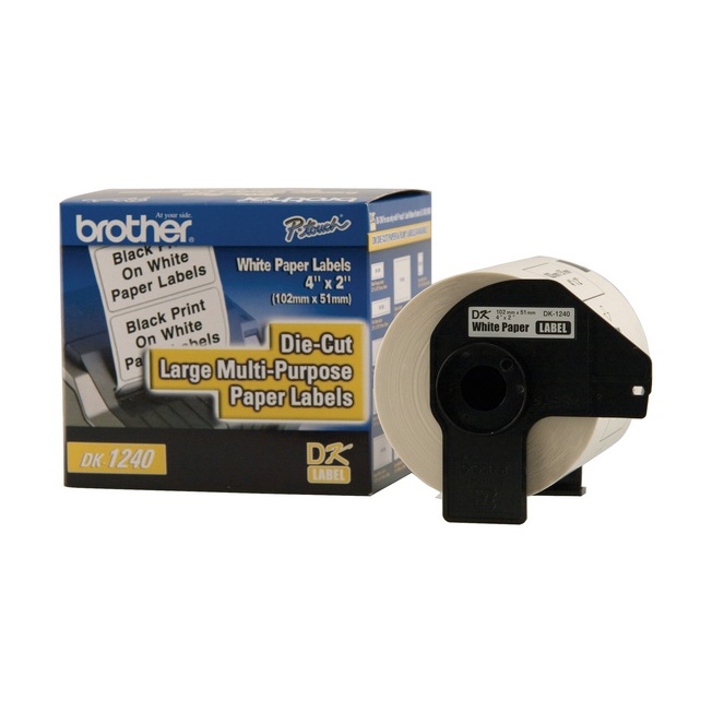 Brother DK-1240 Large Multi-Purpose Labels (600 Labels) - 1.9" x 4" (50.5 mm x 101 mm)